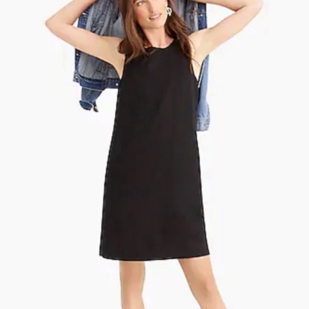 J. Crew, Black, Linen, Small, Tall, Lined Shift Dress.